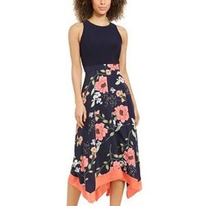 Vince Camuto Floral-Print Asymmetrical-Hem Dress